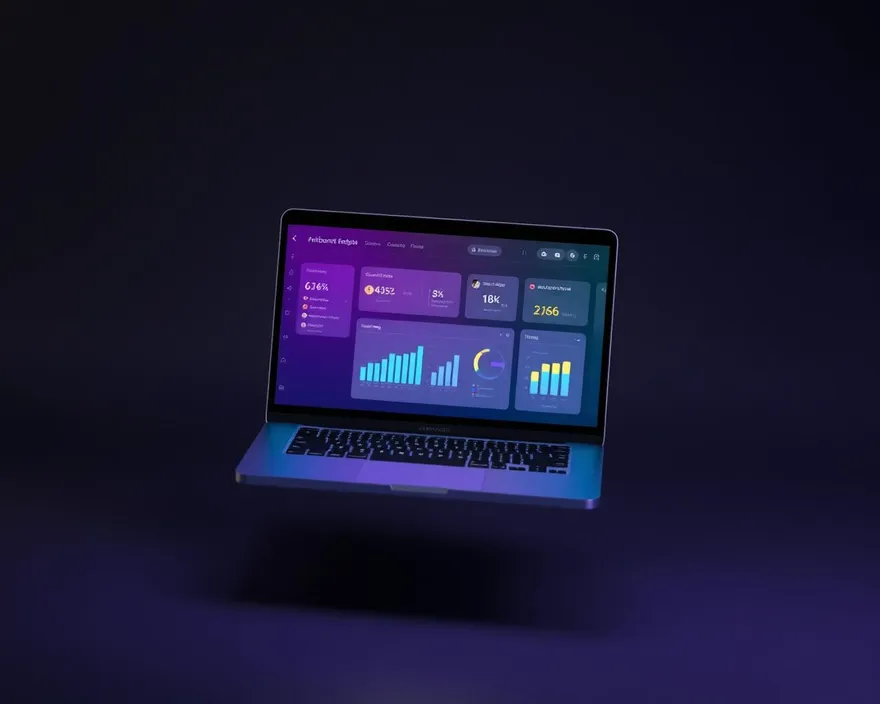 Laptop con un panel de herramientas de IA para el trabajo ejecutivo